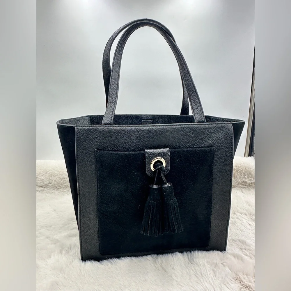 Kate Spade‎ Kassandra Sequoia Avenue Tote Black suede leather EUC